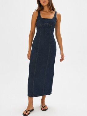 Cotton On Sloan Denim Maxi Dress Mistic Dark Blue 0 Sleeveless Coastal Cowgirl